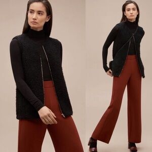 Wilfred Aritzia Chatou Teddy Faux Fur Long Vest in Black Sz S